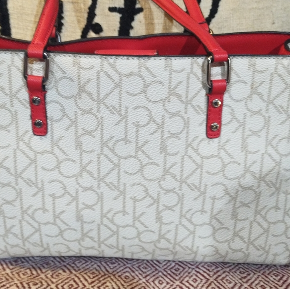 Calvin Klein Monogram CK Signature Satchel Handbag with card case - Picture 4 of 10